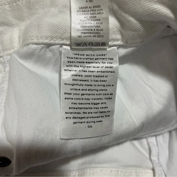 Good American Icon Shorts White Denim Plus Size 18 High Rise Raw Hem Bermuda - Picture 10 of 11